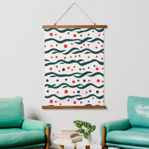 Abstracte Wavy lijnen en geometrische vormen Patro Hangend Wandkleed