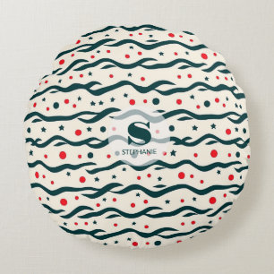Abstracte Wavy lijnen en geometrische vormen Patro Rond Kussen