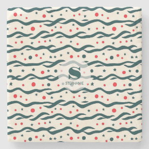 Abstracte Wavy lijnen en geometrische vormen Patro Stenen Onderzetter