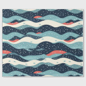 Abstracte Wavy lijnen met Snowflake Stippen Cadeaupapier (Vlak)
