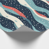 Abstracte Wavy lijnen met Snowflake Stippen Cadeaupapier (Hoek)