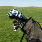 Abstracte Wavy lijnen met Snowflake Stippen Golfheadcover (Insitu)