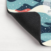 Abstracte Wavy lijnen met Snowflake Stippen Muismat (Hoek)