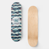 Abstracte Wavy lijnen met Snowflake Stippen Persoonlijk Skateboard (Voorkant)