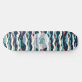 Abstracte Wavy lijnen met Snowflake Stippen Persoonlijk Skateboard (Horizontaal)