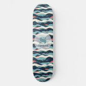 Abstracte Wavy lijnen met Snowflake Stippen Persoonlijk Skateboard (Voorkant)