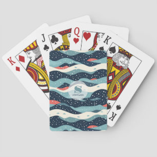 Abstracte Wavy lijnen met Snowflake Stippen Pokerkaarten