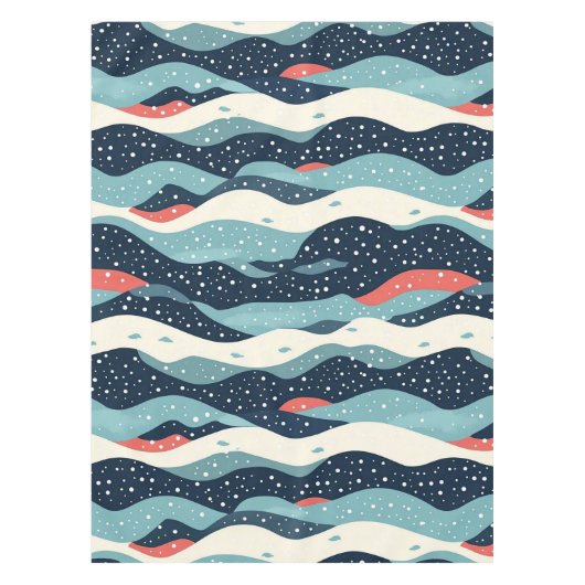 Abstracte Wavy lijnen met Snowflake Stippen Tafelkleed (Voorkant)