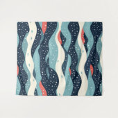 Abstracte Wavy lijnen met Snowflake Stippen Wandkleed (Voorkant (horizontaal))