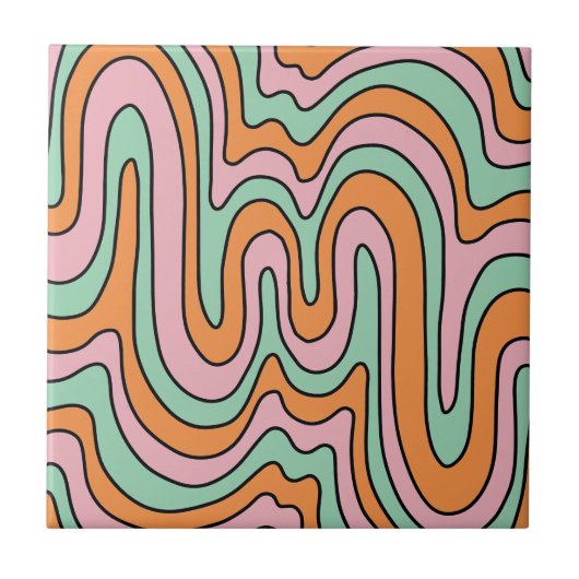 Abstracte Wavy Lines met oude Retro Tegeltje (Voorkant)