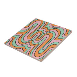 Abstracte Wavy Lines met oude Retro Tegeltje