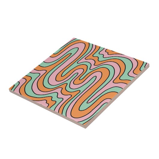 Abstracte Wavy Lines met oude Retro Tegeltje (Zijkant)