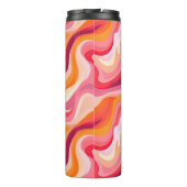Abstracte Wavy Patroon Retro Esthetisch met Naam Thermosbeker (Achterkant)