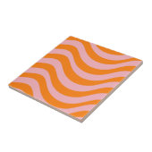 Abstracte Wavy Stripe Sinaasappel Roze Retro Bold  Tegeltje (Zijkant)