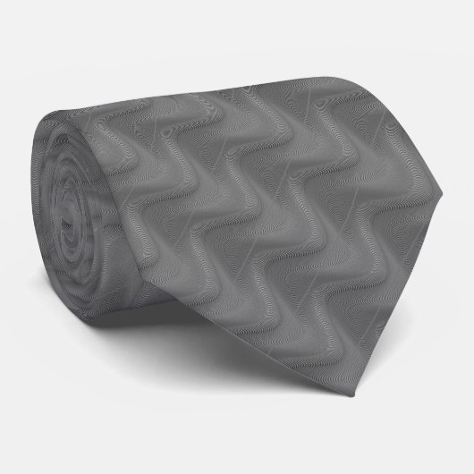 Abstracte Wavy Striped Pattern Grey Stropdas (Opgerold)