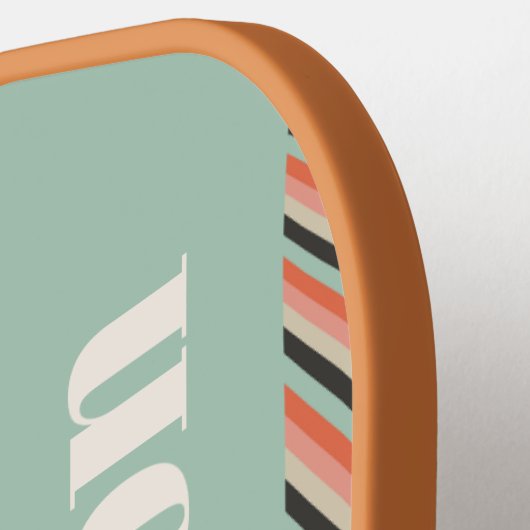 Abstracte Wavy Stripes Aqua en Peach gepersonalise Pickleball Paddle (Links Detail)