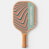 Abstracte Wavy Stripes Aqua en Peach gepersonalise Pickleball Paddle (Achterkant)