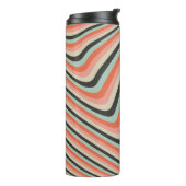 Abstracte Wavy Stripes Aqua en Peach gepersonalise Thermosbeker (Gedraaid links)