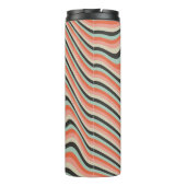 Abstracte Wavy Stripes Aqua en Peach gepersonalise Thermosbeker (Achterkant)