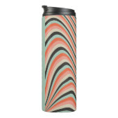 Abstracte Wavy Stripes Aqua en Peach gepersonalise Thermosbeker (Geroteerd rechts)