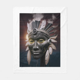 Abstracte weergave van een Native American-hoofdma Fleece Deken