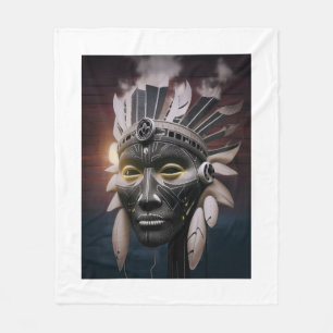 Abstracte weergave van een Native American-hoofdma Fleece Deken