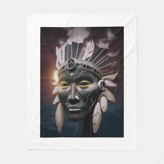 Abstracte weergave van een Native American-hoofdma Fleece Deken (Voorkant)