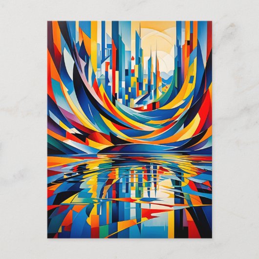 Abstracte Weergave van Stedelijke Silhouet Briefkaart (Voorkant)