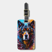 Abstracte welkomstkleurenhond bagagelabel (Voorkant verticaal)