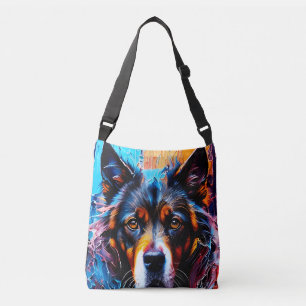 Abstracte welkomstkleurenhond crossbody tas