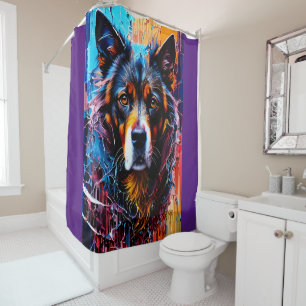 Abstracte welkomstkleurenhond douchegordijn
