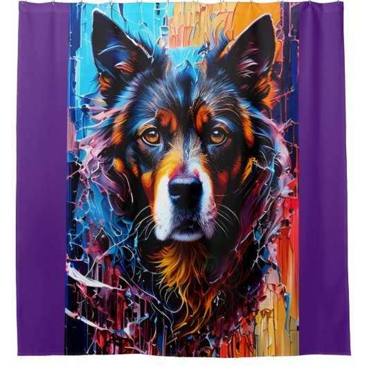 Abstracte welkomstkleurenhond douchegordijn (Voorkant)