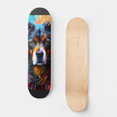 Abstracte welkomstkleurenhond persoonlijk skateboard (Voorkant)