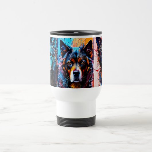 Abstracte welkomstkleurenhond reisbeker (Center)