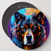 Abstracte welkomstkleurenhond ronde button 6,0 cm (Voorkant /achterkant)