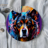 Abstracte welkomstkleurenhond ronde button 6,0 cm (In situ)
