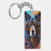 Abstracte welkomstkleurenhond sleutelhanger (Voorkant Links)