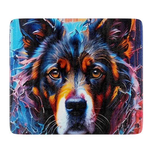 Abstracte welkomstkleurenhond snijplank (Voorkant)