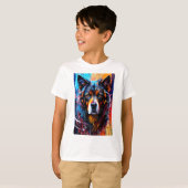 Abstracte welkomstkleurenhond t-shirt (Voorkant volledig)