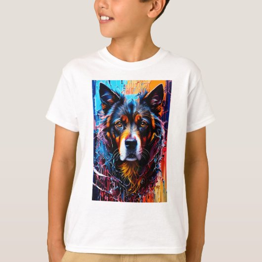 Abstracte welkomstkleurenhond t-shirt (Voorkant)