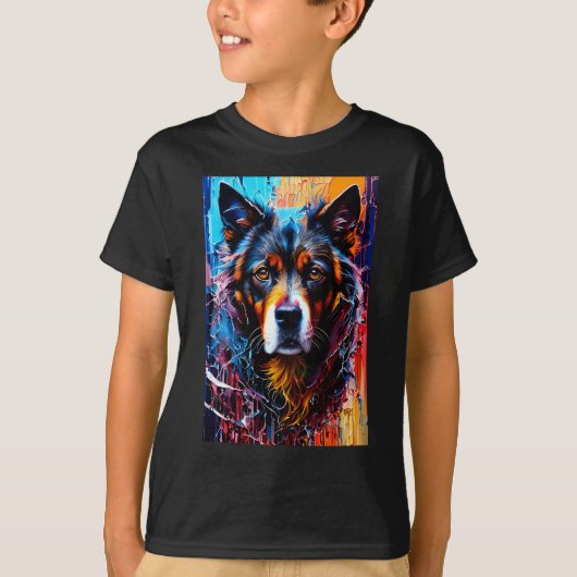 Abstracte welkomstkleurenhond t-shirt (Voorkant)