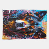 Abstracte welkomstkleurenhond theedoek (Horizontaal)