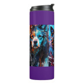 Abstracte welkomstkleurenhond thermosbeker (Gedraaid links)