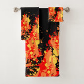 Abstracte welkomstkunst _ geel sinaasappel en rood bad handdoek (Insitu)