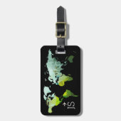 Abstracte wereldkaart gepersonaliseerde reizen bagagelabel (Voorkant verticaal)