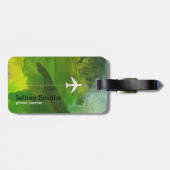 Abstracte wereldkaart gepersonaliseerde reizen bagagelabel (Achterkant horizontaal)