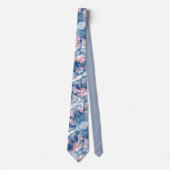 Abstracte Wereldkaart in Soft Pink en Blue Tones Stropdas (Voorkant)