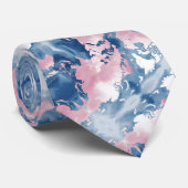 Abstracte Wereldkaart in Soft Pink en Blue Tones Stropdas (Opgerold)
