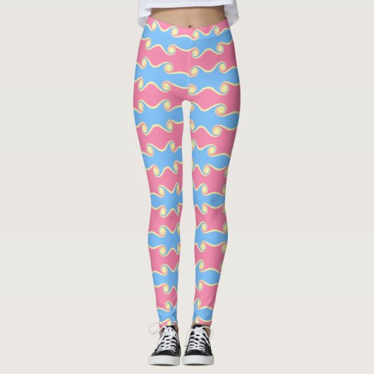 Abstracte wervelende golven in pastelkleuren Leggi Leggings (Voorkant)