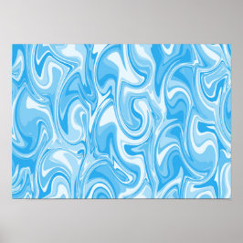 Abstracte Wervelende Kunst - Blauw Poster